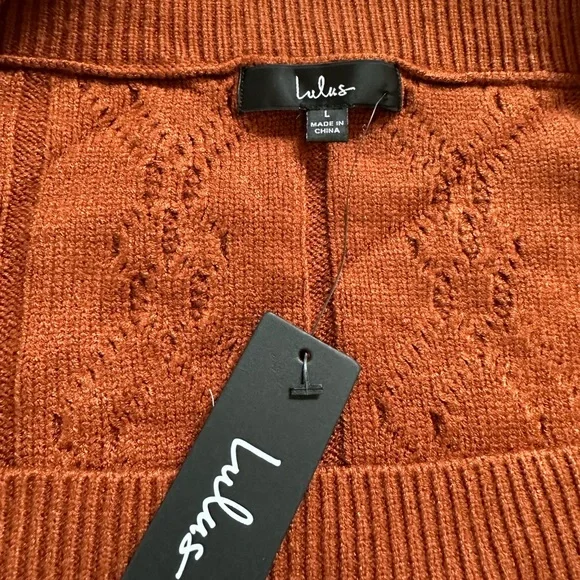 NWT - Lulus pumpkin orange knotted dress - Large - Long Sleeve - Picture 2 of 2